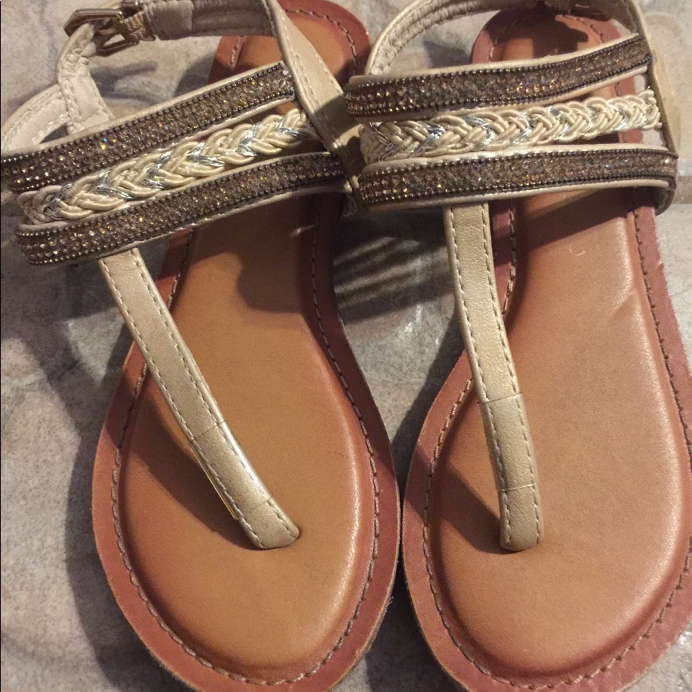 Girls Beige Palms sandals sz:11